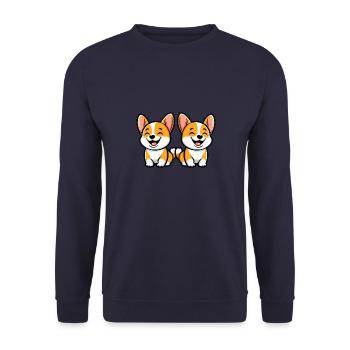 Corgi Dog Comic - Unisex Sweatshirt - navy - Front - Alina (178cm) & Michal (187cm)