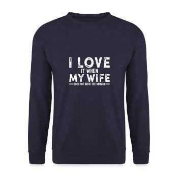 Papa travaille Conduit Minivan Papa Mode de vie Geschen - Sweat-shirt Unisexe - marine - Devant - Alina (178cm) & Michal (187cm)