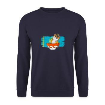 Kasachstan UdSSR Flage Astana Katze Herkunft - Unisex Pullover - Navy - Vorne - Alina (178cm) & Michal (187cm)
