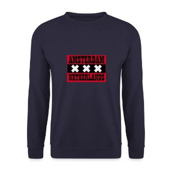 Holland Holzschuh Niederlande Urlaub Reise - Unisex Pullover - Navy - Vorne - Alina (178cm) & Michal (187cm)