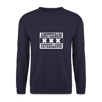 Holland Holzschuh Niederlande Urlaub Reise - Unisex Pullover - Navy - Vorne - Alina (178cm) & Michal (187cm)