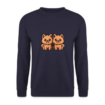 Pomeranian Dog Comic Pomeranian - Unisex Sweatshirt - navy - Front - Alina (178cm) & Michal (187cm)