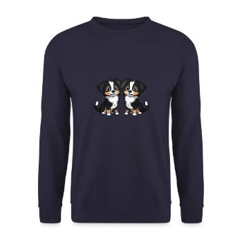 Australian Shepherd Dog Comic - Unisex Sweatshirt - navy - Front - Alina (178cm) & Michal (187cm)