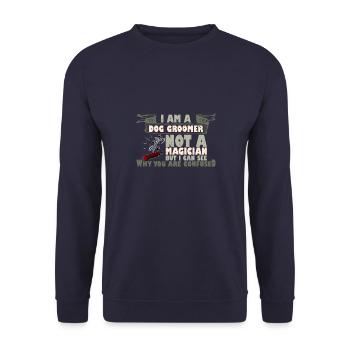 Grooming Hundefriseur Spruch Hunde Groomer - Unisex Pullover - Navy - Vorne - Alina (178cm) & Michal (187cm)