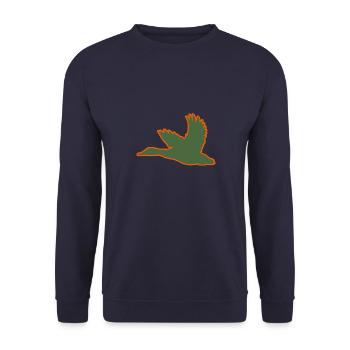 Ente – Perfekt für Jäger und Naturfreunde - Unisex Pullover - Navy - Vorne - Alina (178cm) & Michal (187cm)