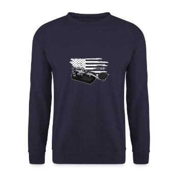 Morse Mortar Radio Radio Technician Hobby Ham - Unisex Sweatshirt - navy - Front - Alina (178cm) & Michal (187cm)