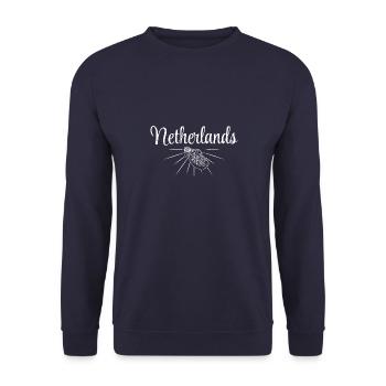 Niederländer Tradition Holzschuhe Amsterdam - Unisex Pullover - Navy - Vorne - Alina (178cm) & Michal (187cm)