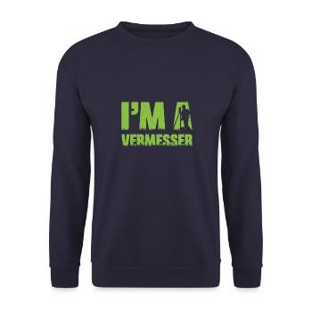 Geodäsie Vermessung Techniker Beruf Spruch - Unisex Pullover - Navy - Vorne - Alina (178cm) & Michal (187cm)
