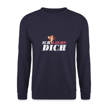 Ich Liebe Dich Amor - Unisex Pullover - Navy - Vorne - Alina (178cm) & Michal (187cm)