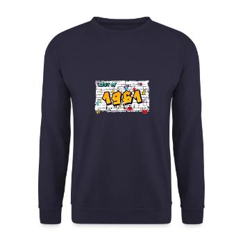 Timeless 1961 Graffiti – 64 Years of Urban Cool - Unisex Sweatshirt - navy - Front - Alina (178cm) & Michal (187cm)