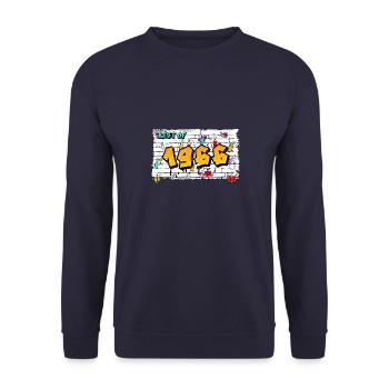 Retro Rebel 1966 Graffiti – 59 Jahre Urban - Unisex Pullover - Navy - Vorne - Alina (178cm) & Michal (187cm)