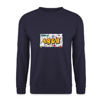 Retro vibes 1969 Graffiti – 56 ans d’audace - Sweat-shirt Unisexe - marine - Devant - Alina (178cm) & Michal (187cm)