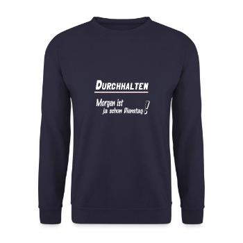 Dein Montags-Look! - Unisex Pullover - Navy - Vorne - Alina (178cm) & Michal (187cm)