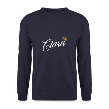 Clara Custom Name for Women Kids Toddlers - Clara - Unisex Sweatshirt - navy - Front - Alina (178cm) & Michal (187cm)