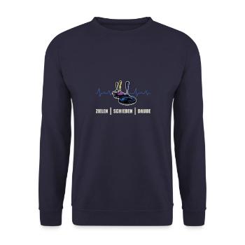 Eisstock Kardiogramm Stockschütze Wintersport - Unisex Pullover - Navy - Vorne - Alina (178cm) & Michal (187cm)