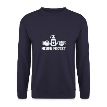 Niemals vergessen, Masken zu tragen Krankheitsvorb - Unisex Pullover - Navy - Vorne - Alina (178cm) & Michal (187cm)