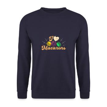 Italien Dessert Makronen Süßigkeiten Spruch - Unisex Pullover - Navy - Vorne - Alina (178cm) & Michal (187cm)