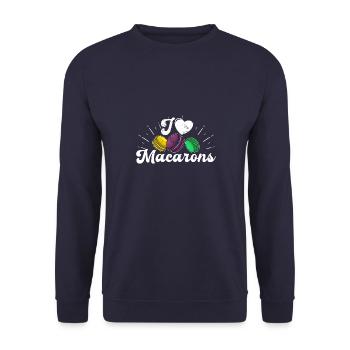 Italien Dessert Makronen Süßigkeiten Spruch - Unisex Pullover - Navy - Vorne - Alina (178cm) & Michal (187cm)
