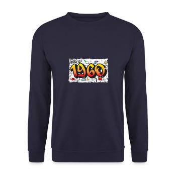 Retro Classic 1960 Graffiti – 65 Years of - Unisex Sweatshirt - navy - Front - Alina (178cm) & Michal (187cm)