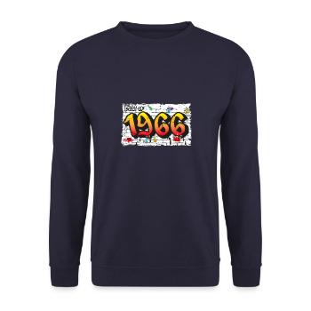 Retro Rebel 1966 Graffiti – 59 Jahre Urban - Unisex Pullover - Navy - Vorne - Alina (178cm) & Michal (187cm)