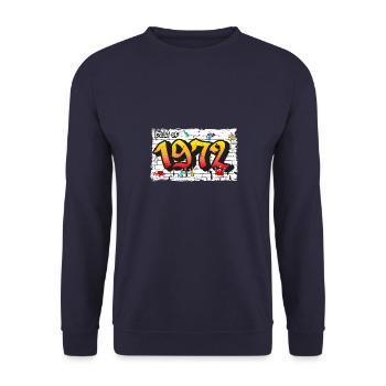Graffiti rétro 1972 – 53 ans d’audace - Sweat-shirt Unisexe - marine - Devant - Alina (178cm) & Michal (187cm)