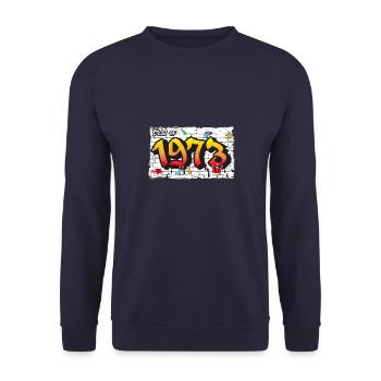 Classic Vibes 1973 Graffiti – 52 Years of Urban - Unisex Sweatshirt - navy - Front - Alina (178cm) & Michal (187cm)