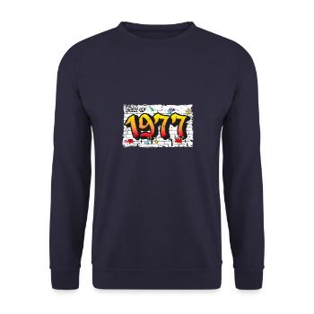 Icône urbaine 1977 Graffiti – 48 ans d’audace - Sweat-shirt Unisexe - marine - Devant - Alina (178cm) & Michal (187cm)