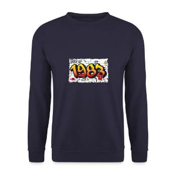 Best of 1983 Graffiti – 42 Jahre Vintage Cool - Unisex Pullover - Navy - Vorne - Alina (178cm) & Michal (187cm)