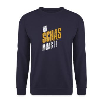 An Schas muas I! - Unisex Pullover - Navy - Vorne - Alina (178cm) & Michal (187cm)