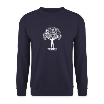 Mensch Natur Wurzeln Einklang Geschenk - Unisex Pullover - Navy - Vorne - Alina (178cm) & Michal (187cm)
