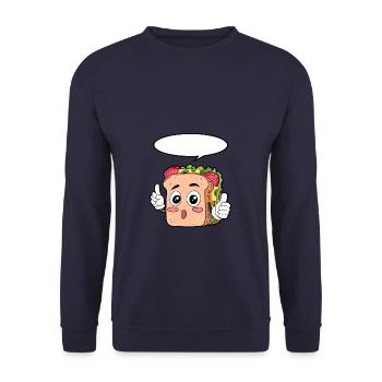 Sandwich Essen Feinschmecker Geschenk - Unisex Pullover - Navy - Vorne - Alina (178cm) & Michal (187cm)