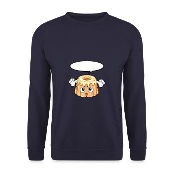 Pudding Essen Feinschmecker Geschenk - Unisex Pullover - Navy - Vorne - Alina (178cm) & Michal (187cm)
