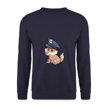 Policeman Wolf - Unisex Sweatshirt - navy - Front - Alina (178cm) & Michal (187cm)