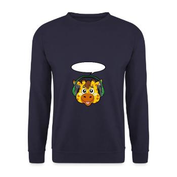 Giraffe with headphones - Unisex Sweatshirt - navy - Front - Alina (178cm) & Michal (187cm)