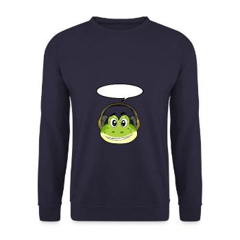 Frog with headphones - Unisex Sweatshirt - navy - Front - Alina (178cm) & Michal (187cm)