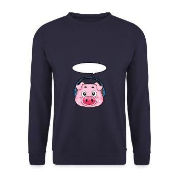 Pig with headphones - Unisex Sweatshirt - navy - Front - Alina (178cm) & Michal (187cm)
