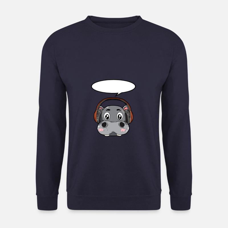 Nilpferd mit Kopfhörer - Unisex Pullover - Navy