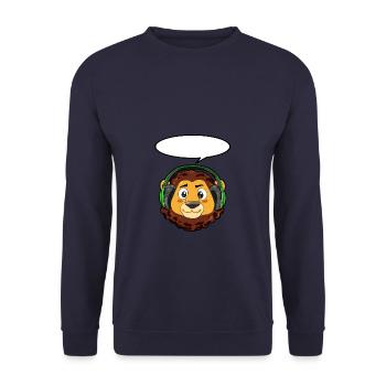 Lion with headphones - Unisex Sweatshirt - navy - Front - Alina (178cm) & Michal (187cm)