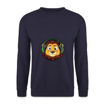 Lion with headphones - Unisex Sweatshirt - navy - Front - Alina (178cm) & Michal (187cm)
