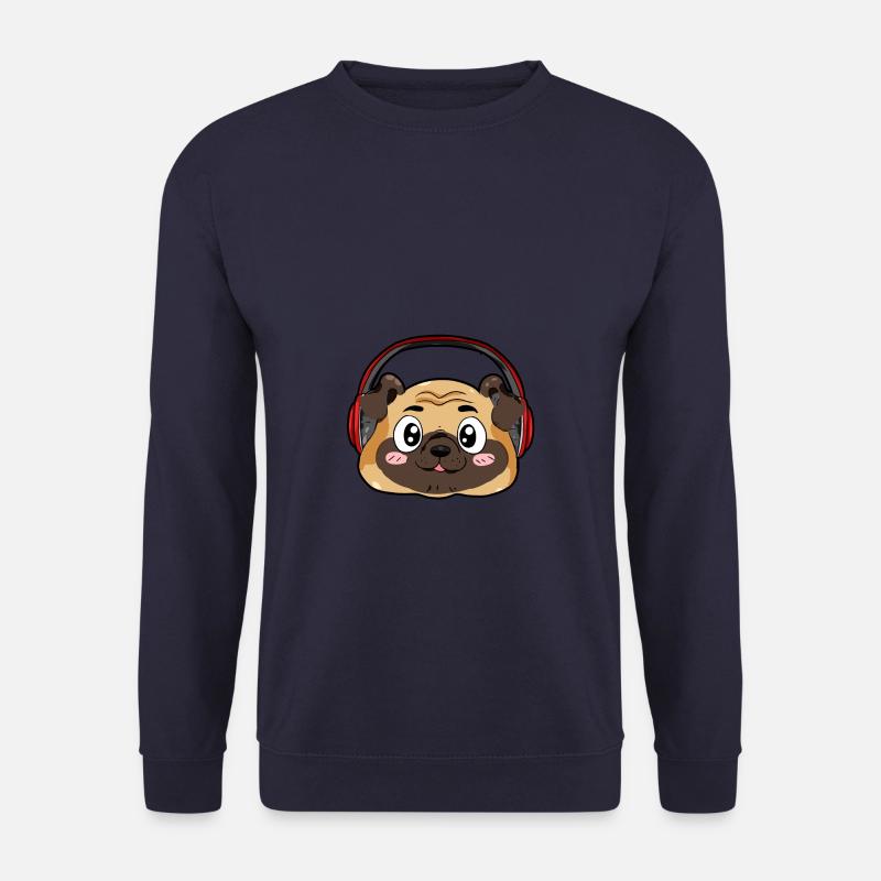 Mops mit Kopfhörer - Unisex Pullover - Navy