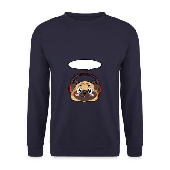 Pug with headphones - Unisex Sweatshirt - navy - Front - Alina (178cm) & Michal (187cm)
