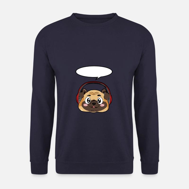 Mops mit Kopfhörer - Unisex Pullover - Navy