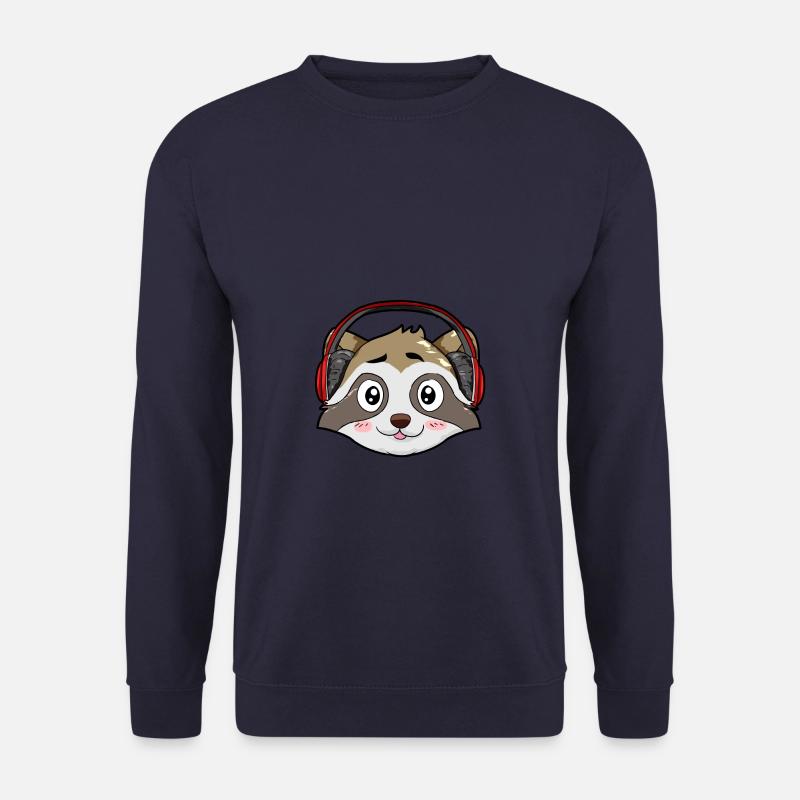Waschbär mit Kopfhörer - Unisex Pullover - Navy