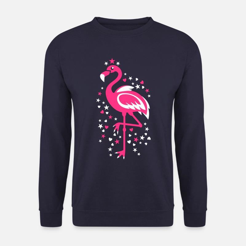 Flamingo Pink Magic Exsotic Bird Star Vogel Sterne - Unisex Pullover - Navy
