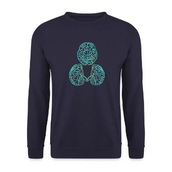 Neonartige Gehirn- und Herz-Design - Unisex Pullover - Navy - Vorne - Alina (178cm) & Michal (187cm)