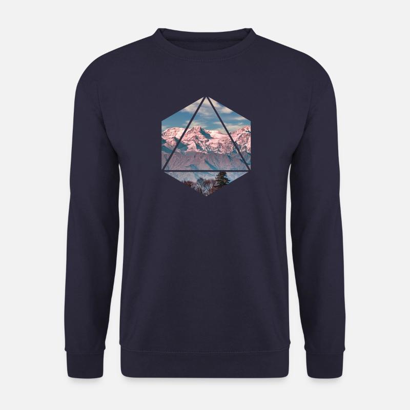 Geometrisches Alpen-Panorama Alpen Berge - Unisex Pullover - Navy