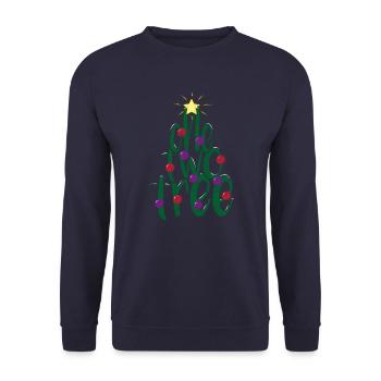 Ein zwei Baum-lustiges WeihnachtsSpaß-Wortspiel-Geschenk - Unisex Pullover - Navy - Vorne - Alina (178cm) & Michal (187cm)