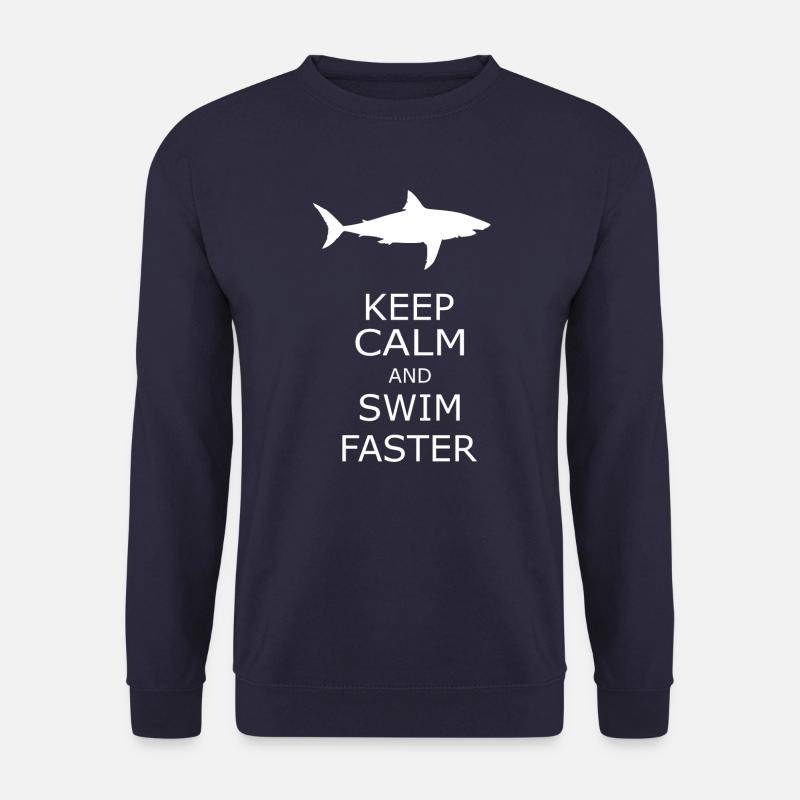 Keep calm and swim faster - Shark Motiv - Unisex Pullover - Navy
