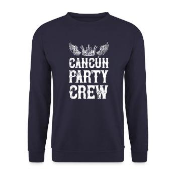 Cancun Party Urlaub Crew - Unisex Pullover - Navy - Vorne - Alina (178cm) & Michal (187cm)