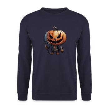 Halloween Pumpkin - Scary Character - Unisex Sweatshirt - navy - Front - Alina (178cm) & Michal (187cm)